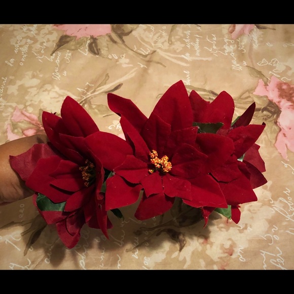 Poinsettia Flower Headband Crown - Picture 2 of 4